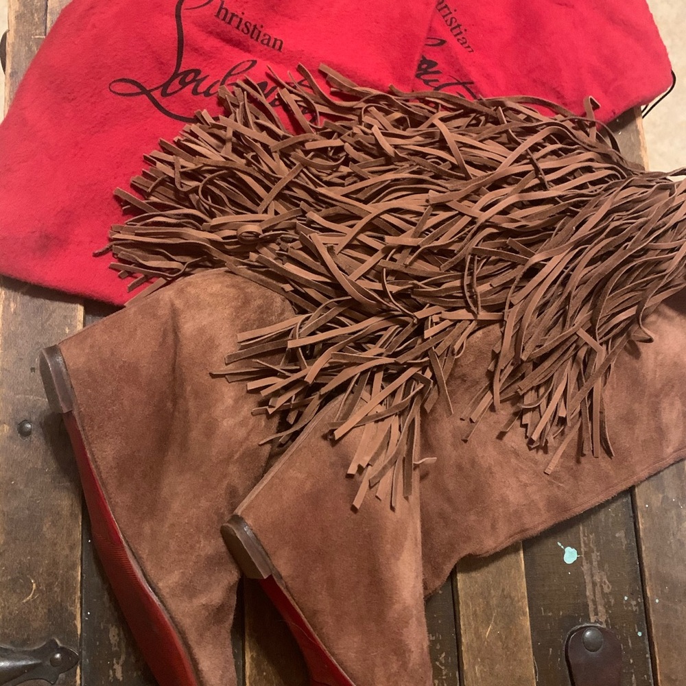 Authentic Christian Louboutin fringe boots